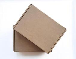 Realistic Empty cardboard Box brown color and high quality isolate on white background photo