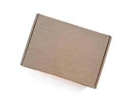 Realistic Empty cardboard Box brown color and high quality isolate on white background photo