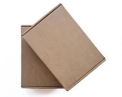Realistic Empty cardboard Box brown color and high quality isolate on white background photo