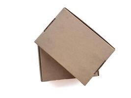 Realistic Empty cardboard Box brown color and high quality isolate on white background photo
