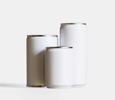 Soda can packaging white color and metal cap on white background 3D render for realistic textures photo