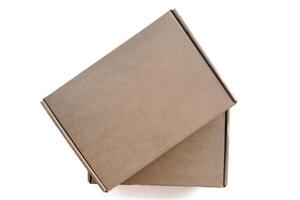 Realistic Empty cardboard Box brown color and high quality isolate on white background photo