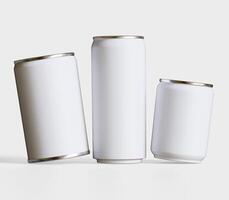 Soda can packaging white color and metal cap on white background 3D render for realistic textures photo