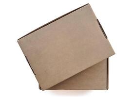 Realistic Empty cardboard Box brown color and high quality isolate on white background photo