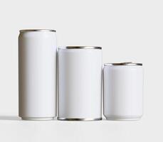 Soda can packaging white color and metal cap on white background 3D render for realistic textures photo