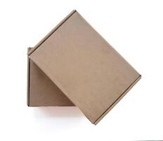 Realistic Empty cardboard Box brown color and high quality isolate on white background photo