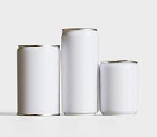 Soda can packaging white color and metal cap on white background 3D render for realistic textures photo