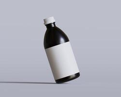 Medical Bottle. Medicine bottle of black color with white cap and blank label isolated on white background. for Mock up collection photo
