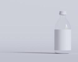 médico vaso botella. medicina botella de transparente vaso con blanco gorra aislado en blanco antecedentes. burlarse de arriba foto