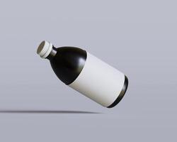 Medical Bottle. Medicine bottle of black color with white cap and blank label isolated on white background. for Mock up collection photo
