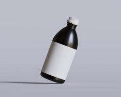 Medical Bottle. Medicine bottle of black color with white cap and blank label isolated on white background. for Mock up collection photo