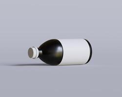 Medical Bottle. Medicine bottle of black color with white cap and blank label isolated on white background. for Mock up collection photo