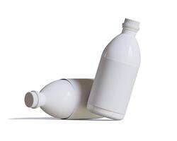 Medical Bottle. Medicine bottle of white color with white cap and blank label isolated on white background. for Mock up collection photo