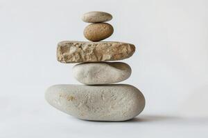 Zen balance of smooth stones stacked in a calm arrangement photo
