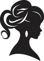 Silhouette Serenity Design of Woman Face in Black Noir Nectar Black Icon of Womans Face vector