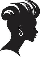 Vintage Vision Black Woman Face Icon Noir Nyx Design of Woman Face in Black vector