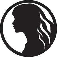 Serene Sophistication Design of Woman Face in Black Ethereal Enchantment Black Icon of Womans Face vector