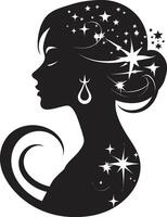 Sleek Shadow Profile Modern of Black Woman Face in Abstract Form Ethereal Elegance Refined Black Woman Face Element with Abstract Accents vector
