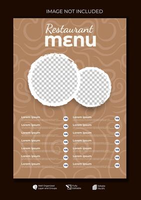 Food restaurant menu layout editable template, menu list cafe brown modern template, list menu layout and food poster restaurant for dinner lunch breakfast menu template