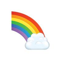 Cloud with rainbow icon. Cloud with rainbow isolated on white background. vector