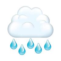 Icon of cloud with falling raindrops. Clouds with falling raindrops isolated on white background. vector