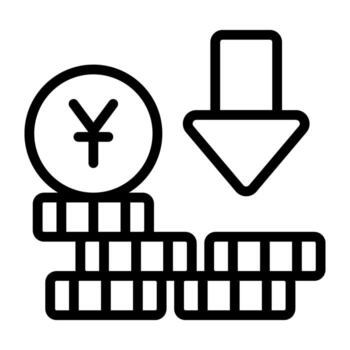 Perfecto diseño icono de disminución yuan vector
