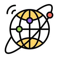 Conceptual icon of global rotation, flat design vector