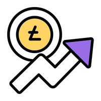 Editable design icon of litecoin analytics vector
