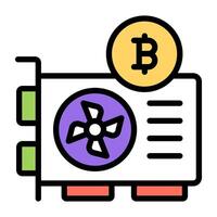 A unique design icon of bitcoin gpu card vector