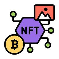 A colored design icon of nft network vector