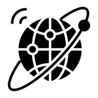 Conceptual icon of global rotation, glyph design vector