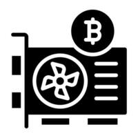 A unique design icon of bitcoin gpu card vector
