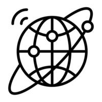 Conceptual icon of global rotation, linear design vector