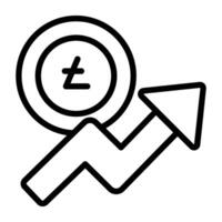 Editable design icon of litecoin analytics vector
