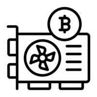 A unique design icon of bitcoin gpu card vector