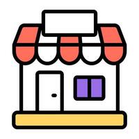 A flat design icon of shop architecture vector