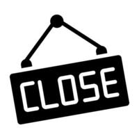 A solid design icon of close board vector