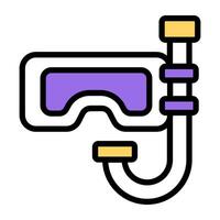 Oxygen pipe with goggles, icon of snorkeling mask vector