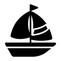 A solid design icon of canoe vector