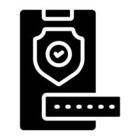 Conceptual solid design icon of mobile security vector