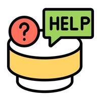A flat design icon of help chat vector