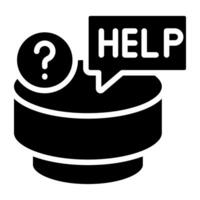 A solid design icon of help chat vector