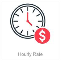 Hourly Rate and clock icon concept vector