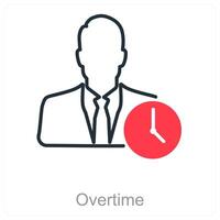 Overtime and clock icon concept vector