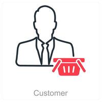 Customer and cart icon concept vector