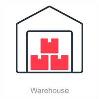 Warehouse and boxes icon concept vector
