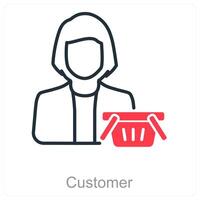Customer and cart icon concept vector