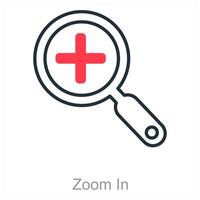 Zoom In and focus icon conceptZoom In, Magnify, Enlarge, Focus, Inspect, Detail, Zoomify, Microscope, Precision, Clarity vector