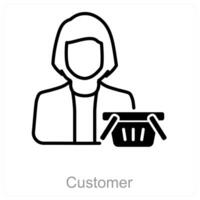 Customer and cart icon concept vector