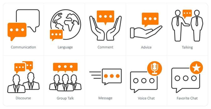 A set of 10 communication icons as communication, language, comment vector